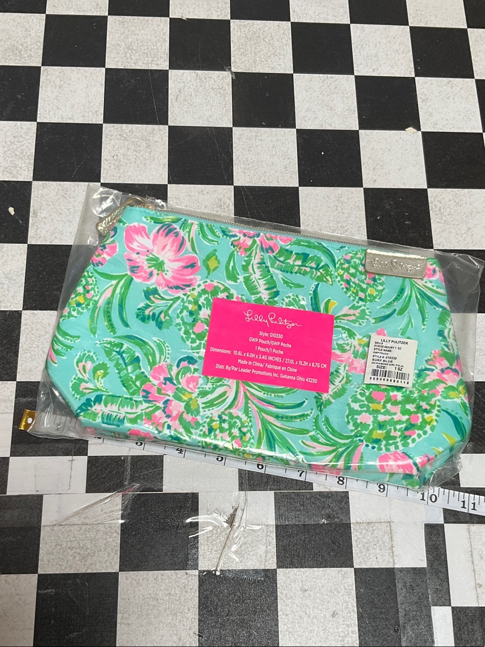 Lilly Pulitzer Turquoise & Pink Floral Zip Pouch - Picture 4 of 5